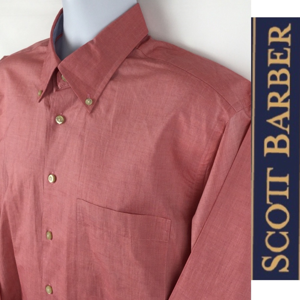 Scott Barber Mens Pink Contrast Cuffs Collar Shirt